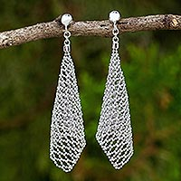 Sterling silver dangle earrings, 'Sparkling Cornets'