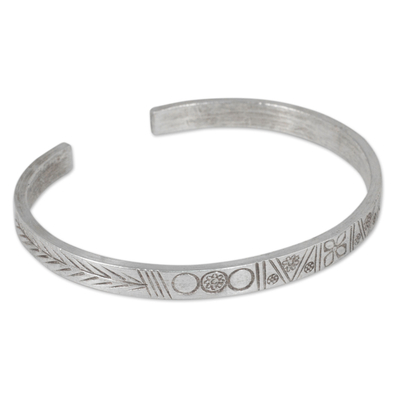 Sterling silver cuff bracelet, 'Karen Tradition' - Karen Hill Tribe Sterling Silver Cuff Bracelet from Thailand