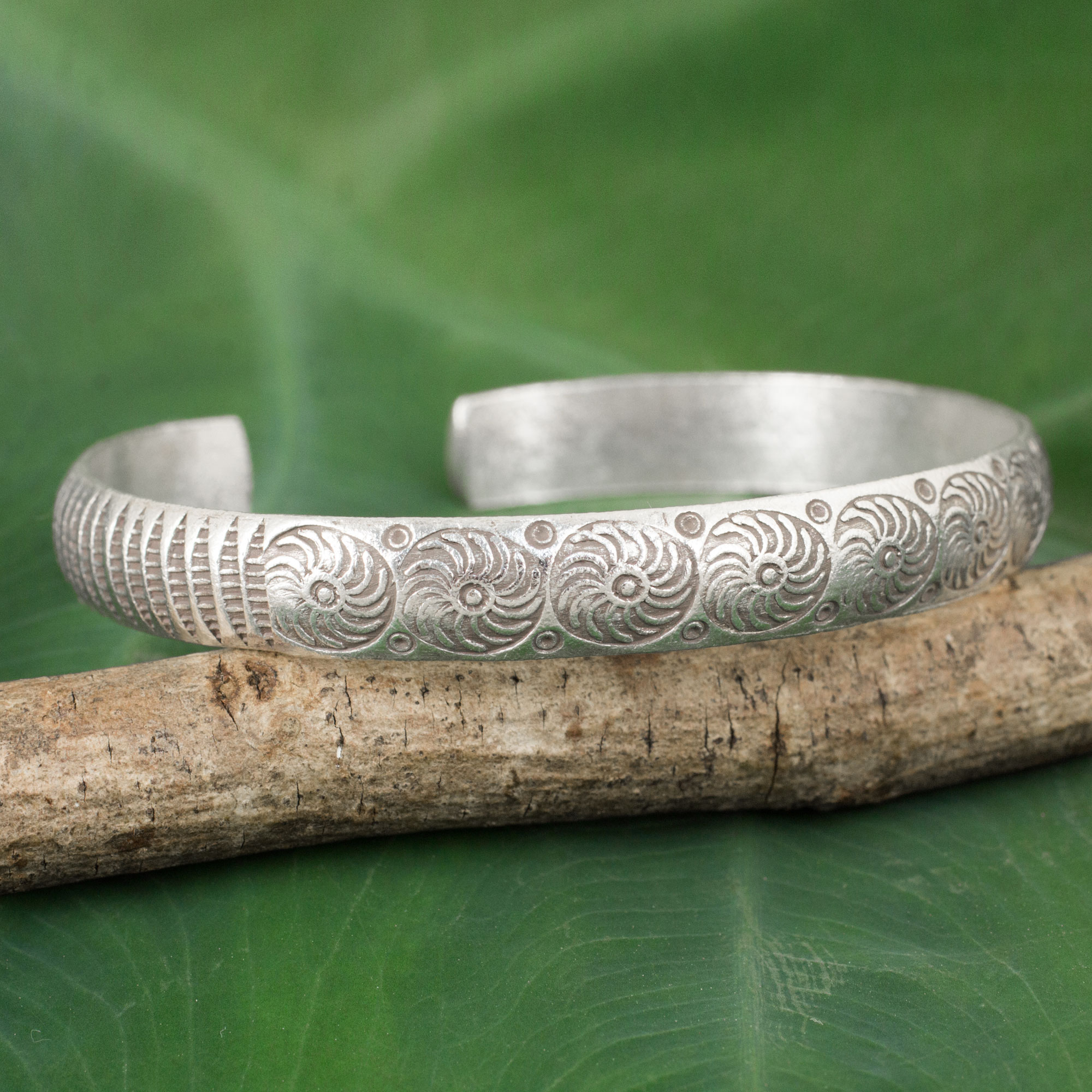 Hand Stamped Karen Hill Tribe Artisan Silver Cuff Bracelet - Karen ...