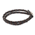 Silver accent leather wrap bracelet, 'Shadow Paths' - Hand Braided Silver Accent Brown and Black Leather Bracelet thumbail