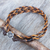 Silver accent leather wrap bracelet, 'Brown Shadow Paths' - Hand Braided Silver Accent Brown Leather Wrap Bracelet (image 2b) thumbail