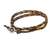 Silver accent leather wrap bracelet, 'Brown Shadow Paths' - Hand Braided Silver Accent Brown Leather Wrap Bracelet (image 2c) thumbail