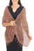 Cotton shawl, 'Breeze of Brown Purple' - Hand Spun Cotton Shawl Wrap in Brown Purple and Pink (image 2a) thumbail
