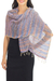 Cotton shawl, 'Breeze of Blue Pink' - Blue Pink and Brown Hand Woven Cotton Shawl Thai Wrap thumbail