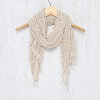 Cotton shawl, 'Breeze of Nature'