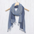 Cotton reversible scarf, 'Blue Duet' - Hand Spun Cotton Reversible Scarf in Light and Dark Blue