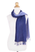 Bufanda reversible de algodón - Bufanda reversible de algodón hilado a mano en azul claro y oscuro