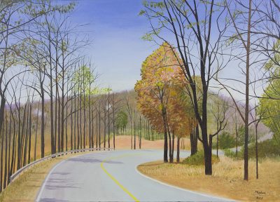 'The Curve I' - Northern Thailand in Winter Signed Landscape Painting