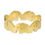 Gold vermeil band ring, 'Pachyderm Party' - Gold Vermeil Elephant Band Ring Handcrafted in Thailand