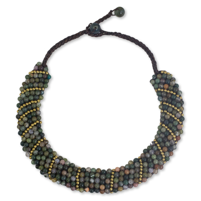 Handcrafted Beaded Jasper Necklace with Brass