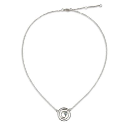 Blue topaz pendant necklace, 'My World' - Blue Topaz and Sterling Silver Spiral Pendant Necklace