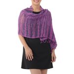 Cotton scarf, 'Spring Melange' - Soft Purple and Blue Open Weave Cotton Scarf
