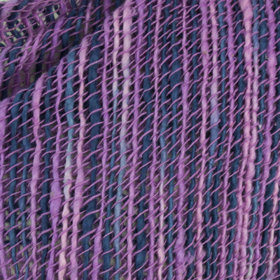 Bufanda de algodón - Bufanda de algodón de tejido abierto azul y morado suave