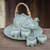Celadon tea set, 'Green Elephant Family' (set for 4) - Elephant Theme Green Thai Celadon Tea Set for 4 thumbail