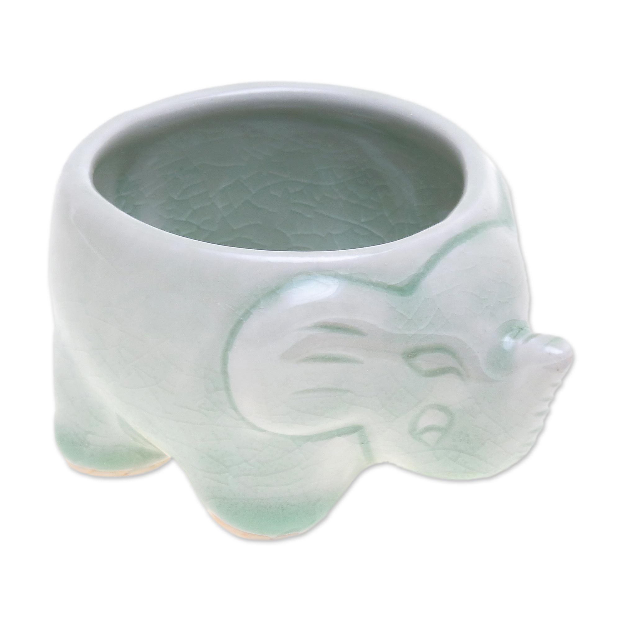 UNICEF Market Elephant Theme Green Thai Celadon Tea Set for 4 Green