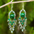 Green quartz chandelier earrings, 'Brilliant Meteor' - Green Quartz and Glass Bead Chandelier Style Earrings thumbail