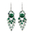 Green quartz chandelier earrings, 'Brilliant Meteor' - Green Quartz and Glass Bead Chandelier Style Earrings thumbail