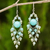 Blue quartz chandelier earrings, 'Brilliant Meteor' - Beaded Chandelier Earrings with Blue Quartz and Glass Beads (image 2) thumbail