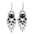 Onyx chandelier earrings, 'Brilliant Meteor' - Chandelier Style Earrings with Onyx and Glass Beads thumbail