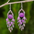 Purple quartz chandelier earrings, 'Brilliant Meteor' - Purple Beaded Chandelier Earrings with Quartz and Glass thumbail