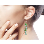 Green quartz waterfall earrings, 'Brilliant Cascade' - Quartz and Glass Bead Waterfall Earrings in Green Shades