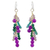 Green and purple quartz waterfall earrings, 'Brilliant Cascade' - 24k Gold Plated Silver and Quartz Waterfall Earrings thumbail