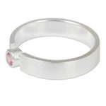 Tourmaline solitaire ring, 'Lanna Belle' - Pink Tourmaline Solitaire Ring in Brushed Satin Silver 925