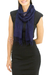 Silk scarf, 'Summer Sapphire' - Thai Open Weave Raw Silk Scarf in Sapphire Blue thumbail
