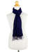 Silk scarf, 'Summer Sapphire' - Thai Open Weave Raw Silk Scarf in Sapphire Blue (image 2d) thumbail