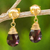 Gold plated garnet dangle earrings, 'Crimson Sunrise' - 24k Gold Plated Sterling Silver and Garnet Dangle Earrings (image 2) thumbail