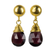 Gold plated garnet dangle earrings, 'Crimson Sunrise' - 24k Gold Plated Sterling Silver and Garnet Dangle Earrings thumbail