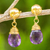 24k gold plated amethyst dangle earrings, 'Violet Sunrise' - Amethyst Briolette Earrings in 24k Gold Plated 925 Silver (image 2) thumbail