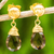 24k gold plated smoky quartz dangle earrings, 'Smoky Sunrise' - Earrings with 24k Gold Plated Silver and Smoky Quartz (image 2) thumbail