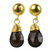 24k gold plated smoky quartz dangle earrings, 'Smoky Sunrise' - Earrings with 24k Gold Plated Silver and Smoky Quartz thumbail