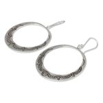 Silver dangle earrings, 'Karen Homage' - Handcrafted 950 Silver Hill Tribe Style Dangle Earrings