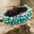 Calcite cuff bracelet, 'Sky Blue Day' - Turquoise Color Bead Bracelet on Brown Crocheted Cords thumbail