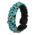 Calcite cuff bracelet, 'Sky Blue Day' - Turquoise Color Bead Bracelet on Brown Crocheted Cords (image 2b) thumbail