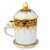Benjarong porcelain mug, 'Thai Iyara' - Benjarong White Elephant Coffee Mug and Lid with Gold Paint (image 2a) thumbail