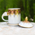 Benjarong-Porzellantasse - Benjarong Kaffeetasse und Deckel mit weißem Elefantenmotiv und Goldfarbe