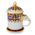 Benjarong porcelain mug, 'Thai Elixir' - White Porcelain Lidded Benjarong Mug with Gold Application (image 2a) thumbail