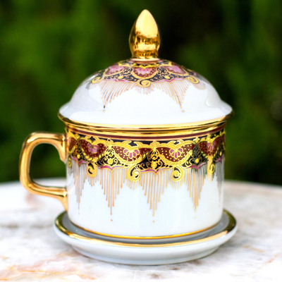 Benjarong porcelain teacup, Thai Iyara