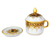 Benjarong porcelain teacup, 'Thai Iyara' - Benjarong White Elephant Teacup and Lid with Gold Paint