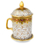 Benjarong porcelain mug, 'Thai Celebration' - Pink and Gold Flower Benjarong White Coffee Mug and Lid (image 2a) thumbail