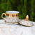 Benjarong porcelain teacup, 'Thai Celebration' - Benjarong White Teacup and Lid with Pink and Gold Flowers (image 2b) thumbail