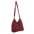 Cotton hobo bag with coin purse, 'Surreal Wine' - Unique Cotton Pintuck Style Shoulder Bag in Wine Red thumbail
