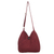 Cotton hobo bag with coin purse, 'Surreal Wine' - Unique Cotton Pintuck Style Shoulder Bag in Wine Red (image 2b) thumbail