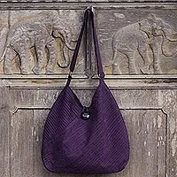 Cotton hobo bag with coin purse, 'Surreal Purple'