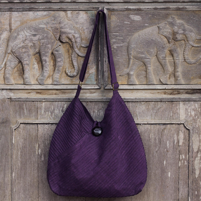 Hobo-Tasche aus Baumwolle mit Münzfach - Lila Handtasche im Hobo-Stil aus Baumwolle mit Münzfach