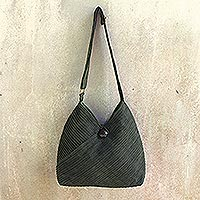 Cotton hobo bag with coin purse, 'Surreal Green'