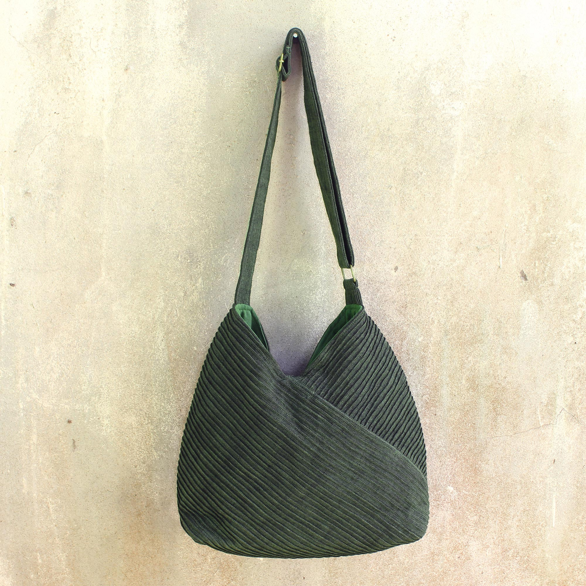 UNICEF Market | Leaf Green Cotton Hobo Style Handbag with Coin Purse ...
